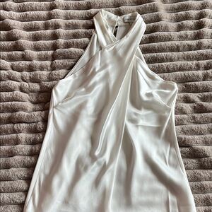 Halston White Satin Halter Neck  Top